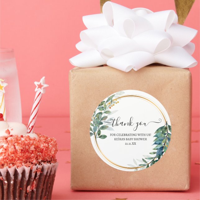 Thank you crayon ivy and flowers classic round sticker (Party)