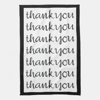 Thank You Cursive black Tea Towel