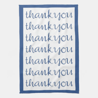 Thank You Cursive blue Tea Towel