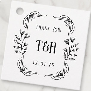 Thank You! Custom Art Deco Botanical Wedding Favour Tags