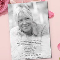 Thank You Custom Black & White Photo Funeral Card