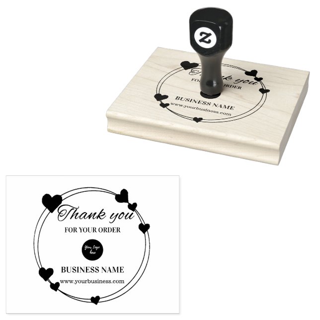 Thank you custom business logo heart  rubber stamp (Stamped)