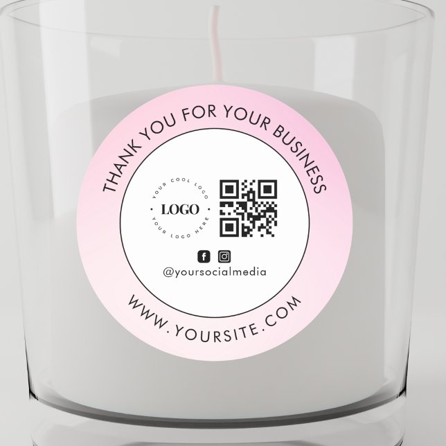 Thank You Custom Company Logo QR Code Social Media Classic Round Sticker (Creator Uploaded)