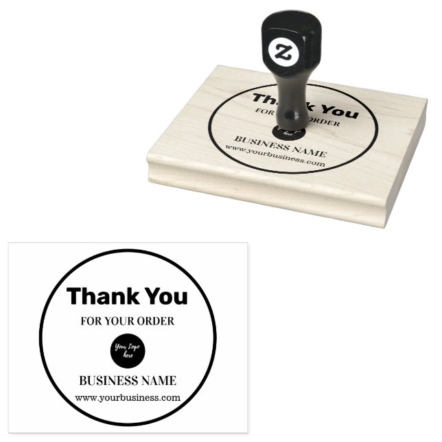 Thank You Custom Elegant Script Circle Text   Rubber Stamp (Stamped)