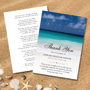 Thank You Custom Funeral Beach Sympathy Grief Card