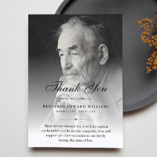 Thank You Custom Funeral Photo Sympathy Grief Card