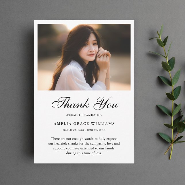 Thank You Custom Funeral Photo Sympathy Grief Loss (Sympathy Thank You Card)