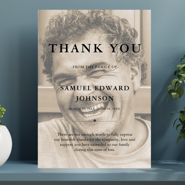 Thank You Custom Funeral Photo Sympathy Grief Loss Card (Creator Uploaded)