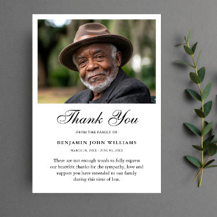 Thank You Custom Funeral Photo Sympathy Grief Loss Card