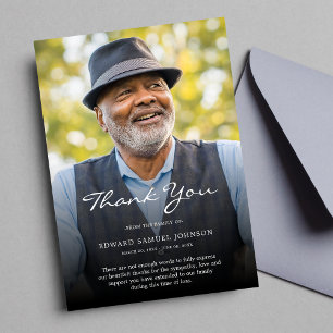 Thank You Custom Funeral Photo Sympathy Tribute Card