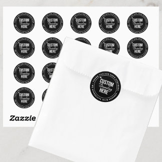 Thank You Custom Logo Black Small Business Classic Round Sticker