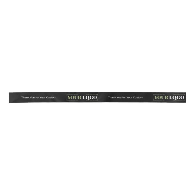 Thank You Custom Logo Template Black Satin Ribbon (Front)