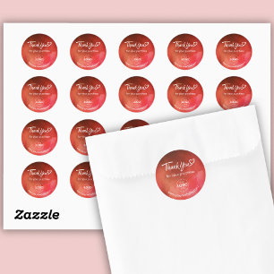 Thank You Custom Logo/Website Red Stickers Sheet