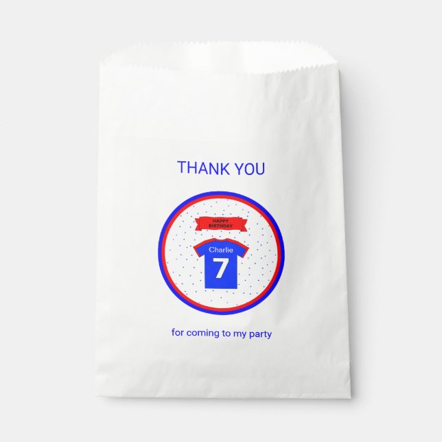 Thank you custom name 7th birthday favour bag (Front)