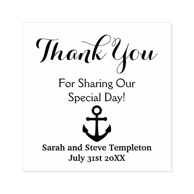 Thank You Custom  Nautical Wedding  Rubber Stamp (Imprint)