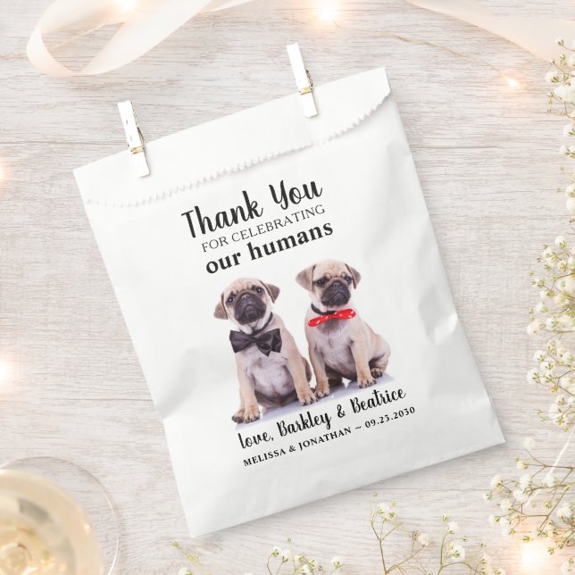 Thank You Custom Photo Dog Treat Pet Wedding  Favour Bag (Clipped)