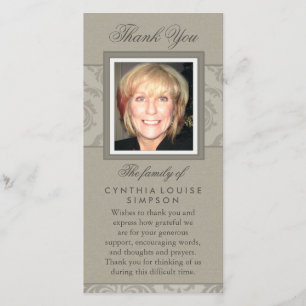 Thank You Custom Photo Elegant Beige Memorial Card