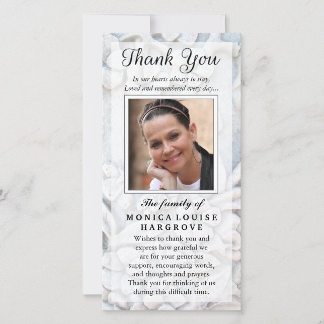 Thank You Custom Photo Sympathy - Floral Stone Card (Front)