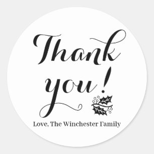 Thank You custom script rustic kraft Thanksgiving Classic Round Sticker