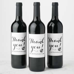Thank You custom script rustic kraft Thanksgiving Wine Label