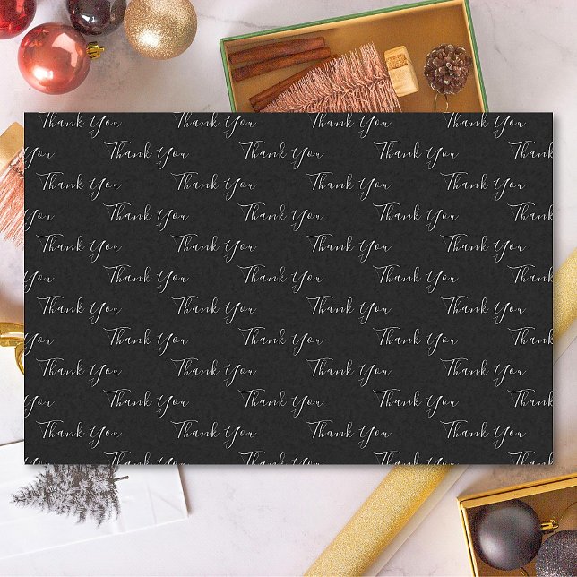 Thank You Custom Text Black And White Tissue Paper (Creator Uploaded)