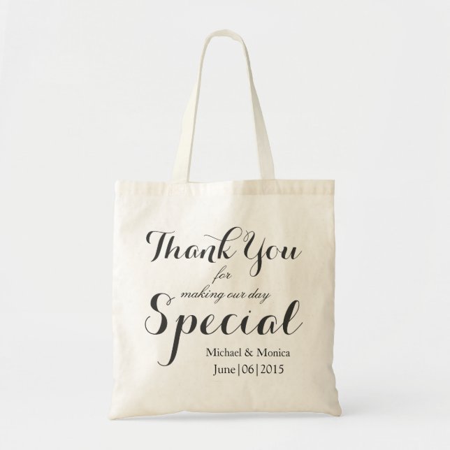 Thank You Custom Wedding Hotel Gift Tote Favour Bag (Front)