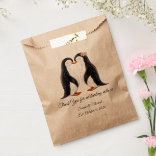 Thank You Custom Wedding Penguin Couple Favour Bag
