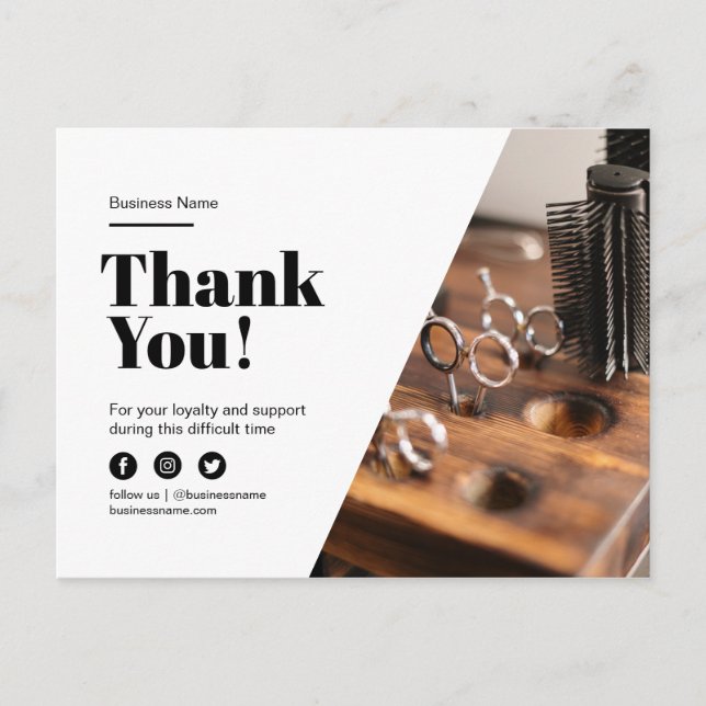 Thank You Customer Loyalty Discount Hair Salon Announcement Postcard (Front)