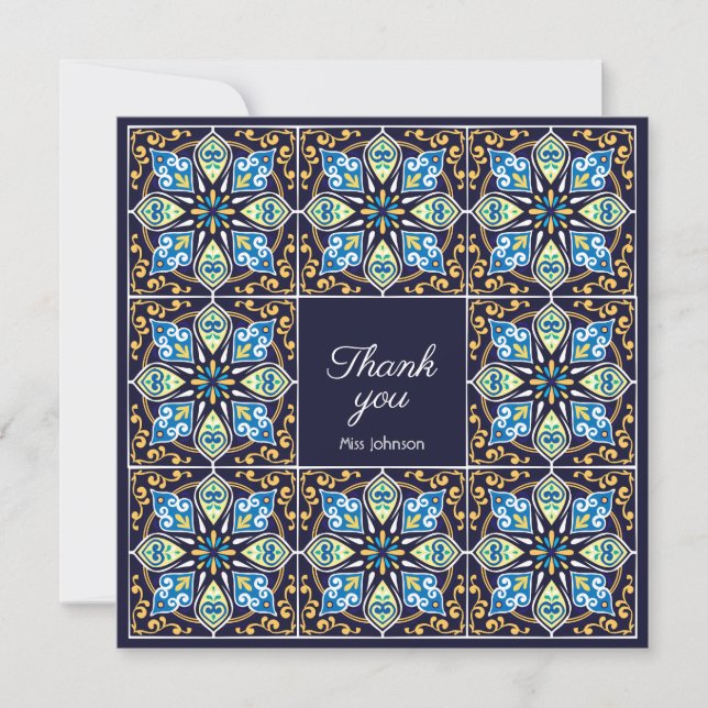 Thank you customisable blue Azulejos (Front)