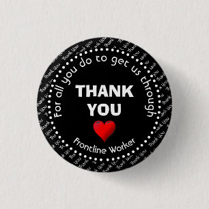 THANK YOU   Customisable   Frontline Worker 3 Cm Round Badge