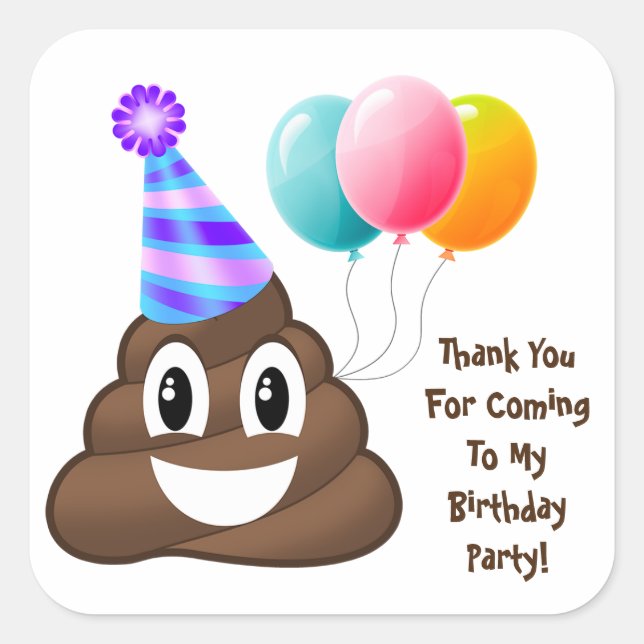Thank You Customised Poop Emoji Birthday Stickers (Front)