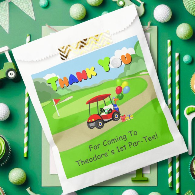 Thank You Cute 1st Birthday Red Golf Cart Boy's Favour Bag (Creator Uploaded)