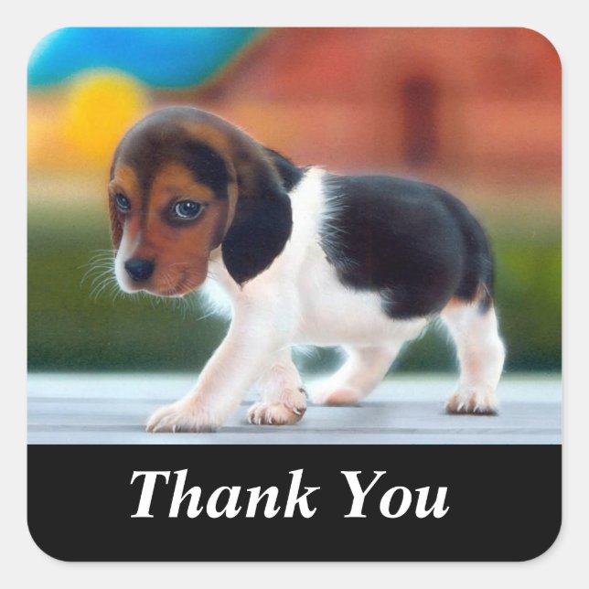 Thank You Cute Beagle Puppy Dog Sticker (Front)
