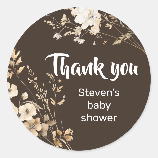 Thank you Cute bear baby shower sticker  (Front)