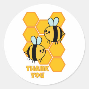 Thank You Cute Bees And Honeycomb Design Classic Round Sticker