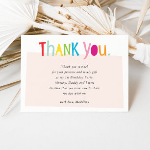 THANK YOU cute colourful modern typography Card