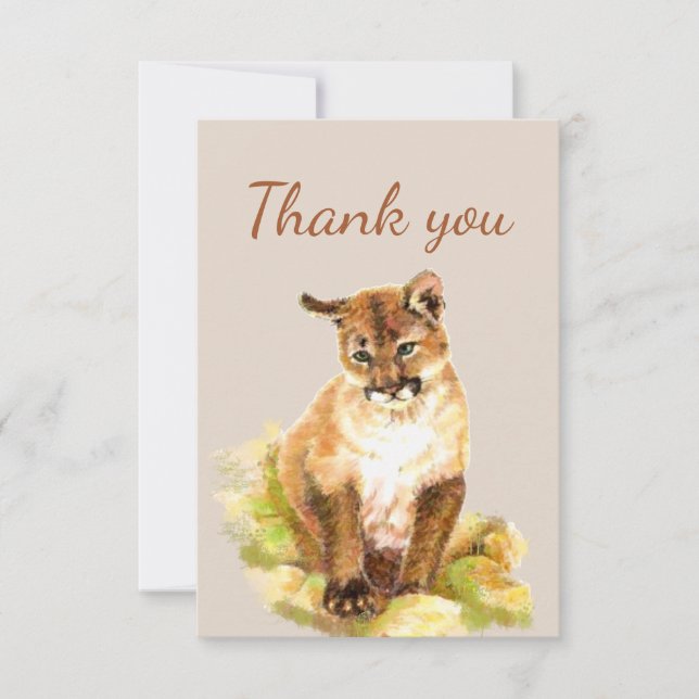 Thank You Cute Cougar Puma Mountain Lion Cub (Front)