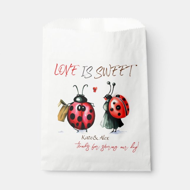 Thank You, Cute Couple, Love is Sweet Wedding Favour Bag (Front)