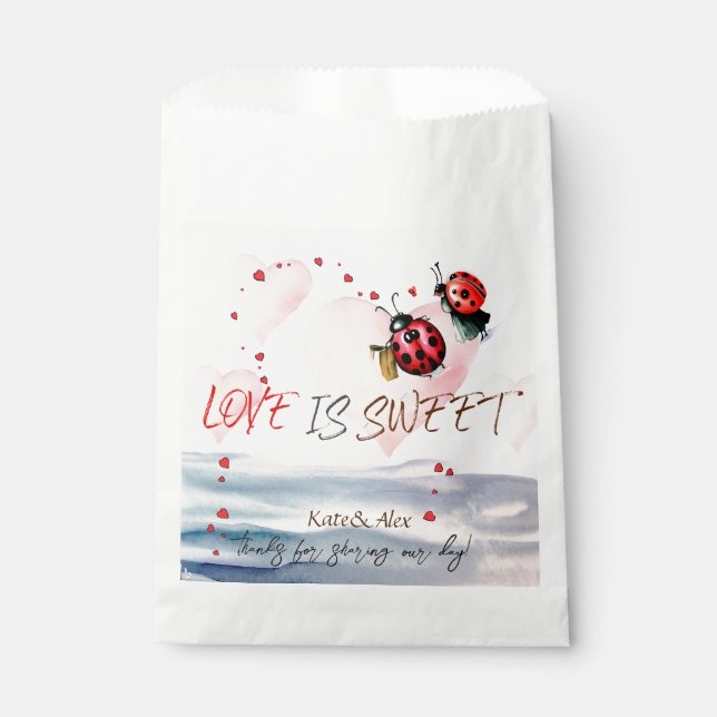 Thank You, Cute Couple, Love is Sweet Wedding Favour Bag (Front)