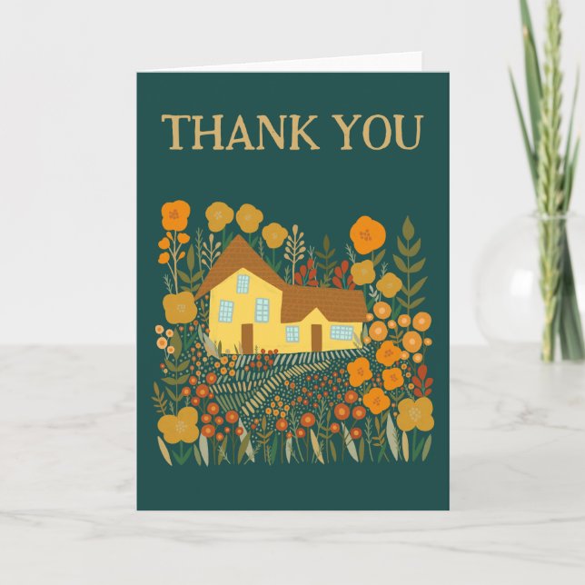 THANK YOU Cute Farmhouse Flowers Card (Front)