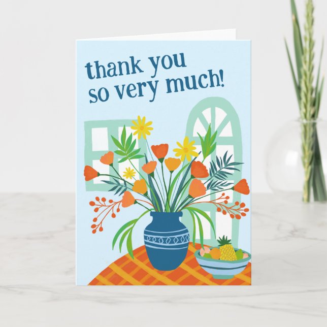 THANK YOU Cute Floral Bouquet Custom Colourful Card (Front)