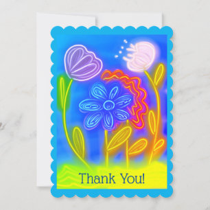 Thank You Cute Flower Drawing Card