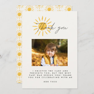 Thank you cute fun photo watercolor sun birthday