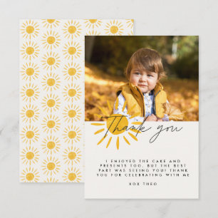 Thank you cute fun watercolor sun birthday