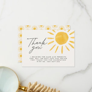 Thank you cute fun watercolor sun birthday