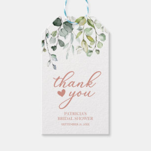 Thank You - Cute Heart Greenery Eucalyptus Gift Ta Gift Tags