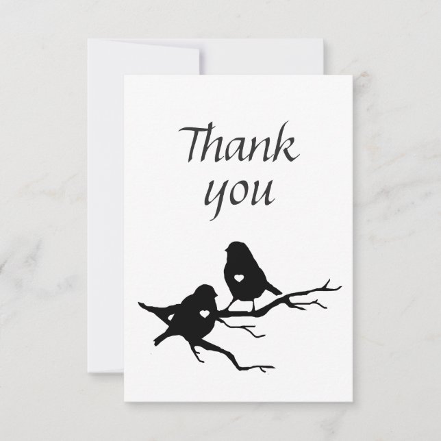 Thank You Cute Little Bird Silhouette on Branch (Front)