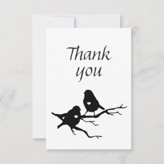 Thank You Cute Little Bird Silhouette on Branch Card