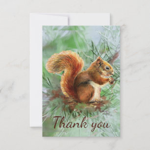 Thank You Cute Little Red Squirrel Animal Art
