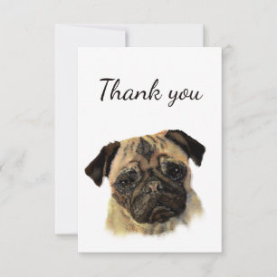 Thank You Cute Pug Dog Animal Blank Back
